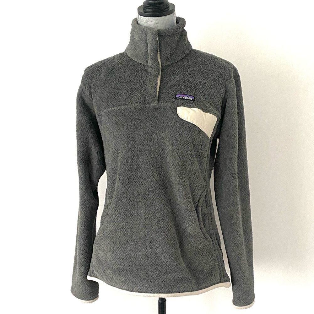 Patagonia Women's Re-Tool Snap-T Pullover Gray Fleece 1/4 Snap Buttons Sz L - Picture 3 of 15